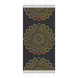 Boho Beach Cloth decorated with Mandala Art - Original Fine Art Hand - Drawn - Dark Charcoal Blue. - Blululi