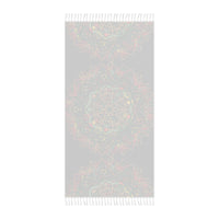 Boho Beach Cloth decorated with Mandala Art - Original Fine Art Hand - Drawn - Dark Charcoal Blue - Blululi