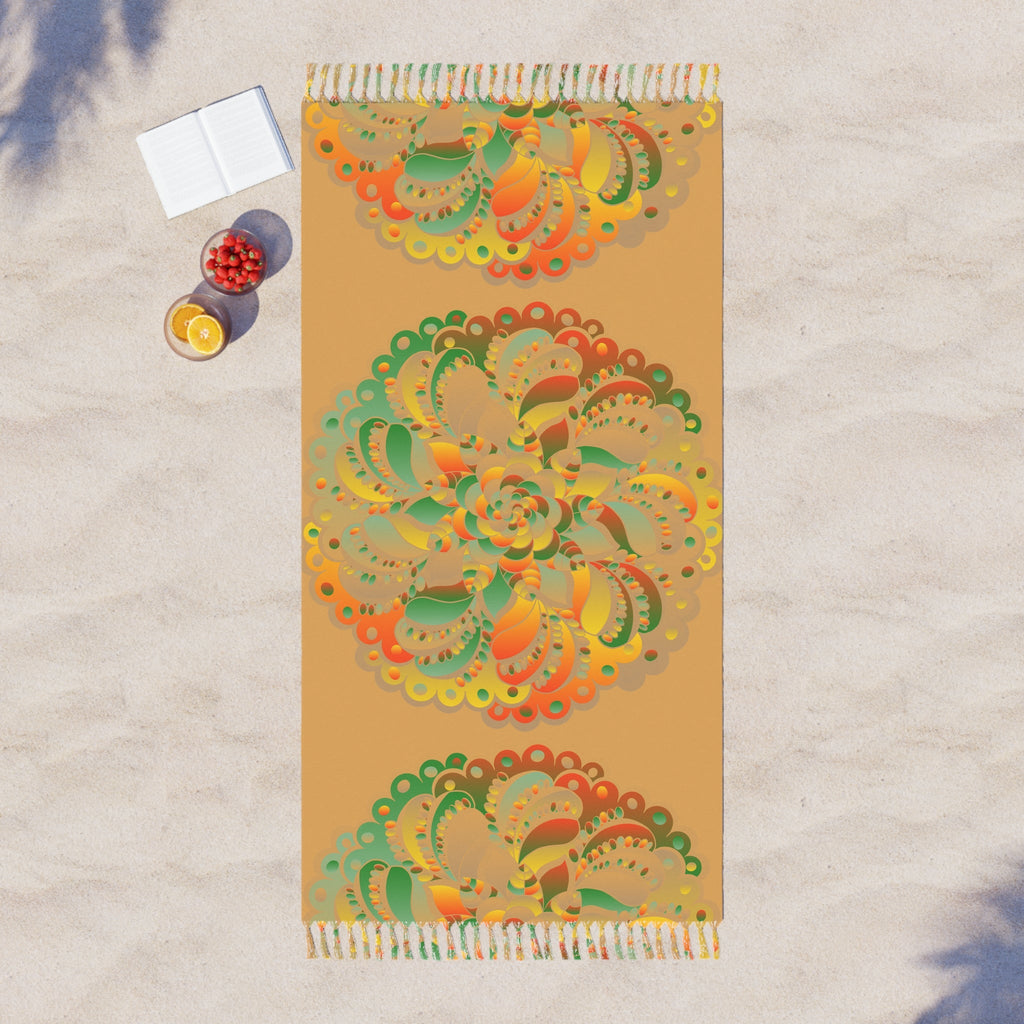 Boho Beach Cloth decorated with Mandala Art - Original Fine Art Hand - Drawn - Dune - Blululi