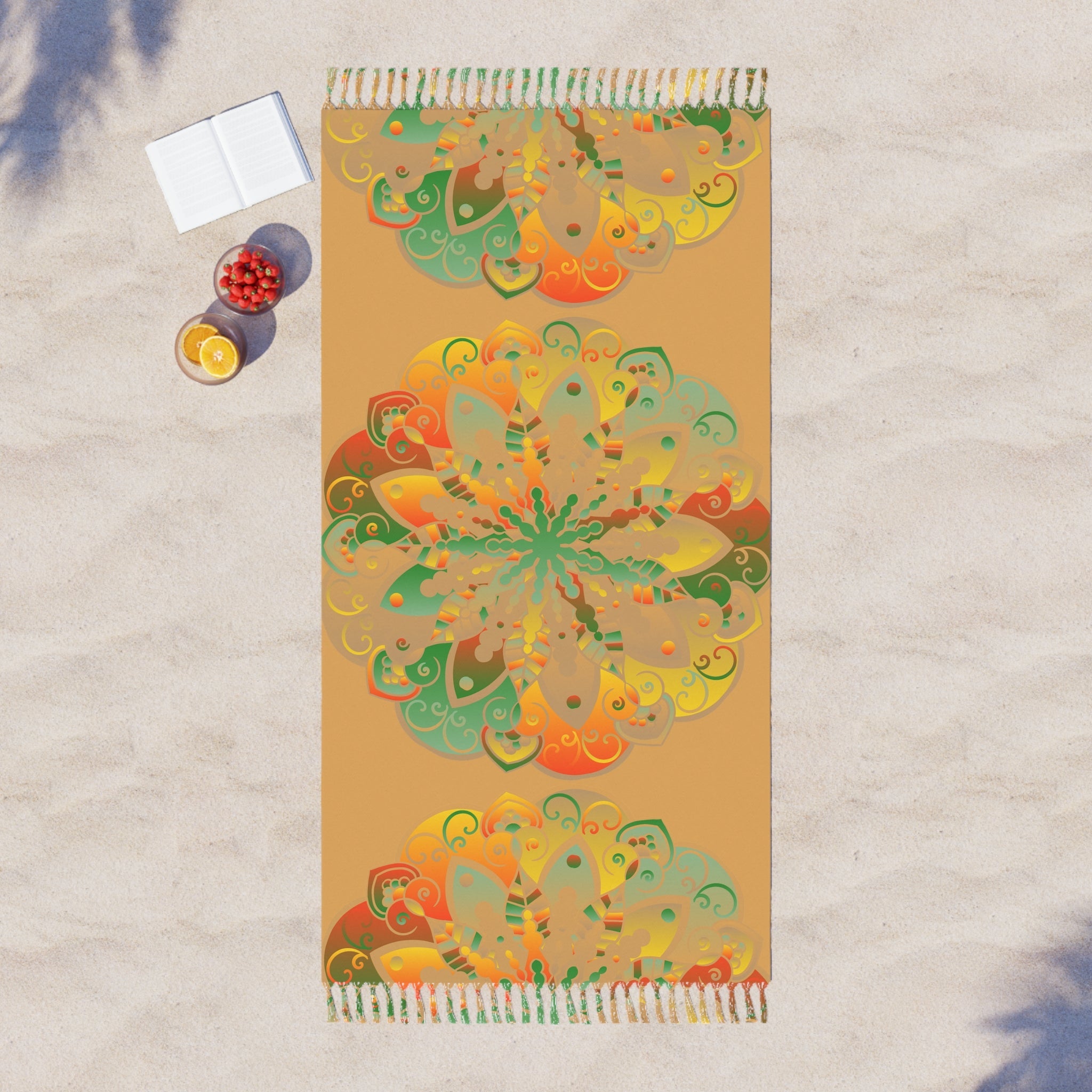 Boho Beach Cloth decorated with Mandala Art - Original Fine Art Hand - Drawn - Dune - Blululi