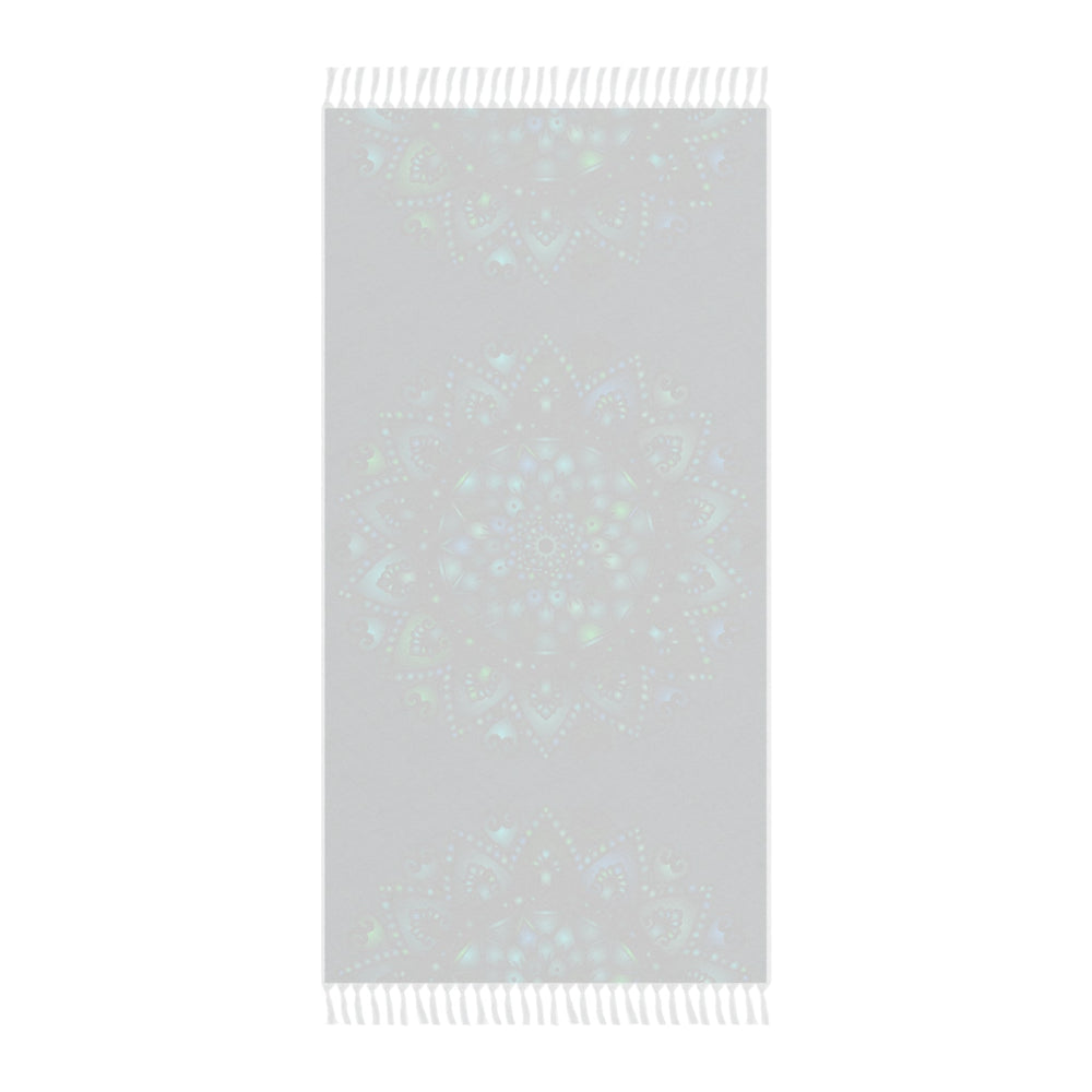 Boho Beach Cloth decorated with Mandala Art - Original Fine Art Hand - Drawn - Petroleum Green - Blululi