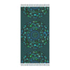 Boho Beach Cloth decorated with Mandala Art - Original Fine Art Hand - Drawn - Petroleum Green - Blululi