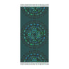 Boho Beach Cloth decorated with Mandala Art - Original Fine Art Hand - Drawn - Petroleum Green - Blululi