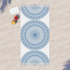 Boho Beach Cloth decorated with Mandala Art - Steel Blue - Original Fine Art Hand - Drawn - White - Blululi