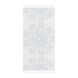 Boho Beach Cloth decorated with Mandala Art - Steel Blue - Original Fine Art Hand - Drawn - White - Blululi