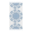 Boho Beach Cloth decorated with Mandala Art - Steel Blue - Original Fine Art Hand - Drawn - White - Blululi