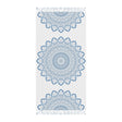Boho Beach Cloth decorated with Mandala Art - Steel Blue - Original Fine Art Hand - Drawn - White - Blululi