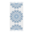 Boho Beach Cloth decorated with Mandala Art - Steel Blue - Original Fine Art Hand - Drawn - White - Blululi
