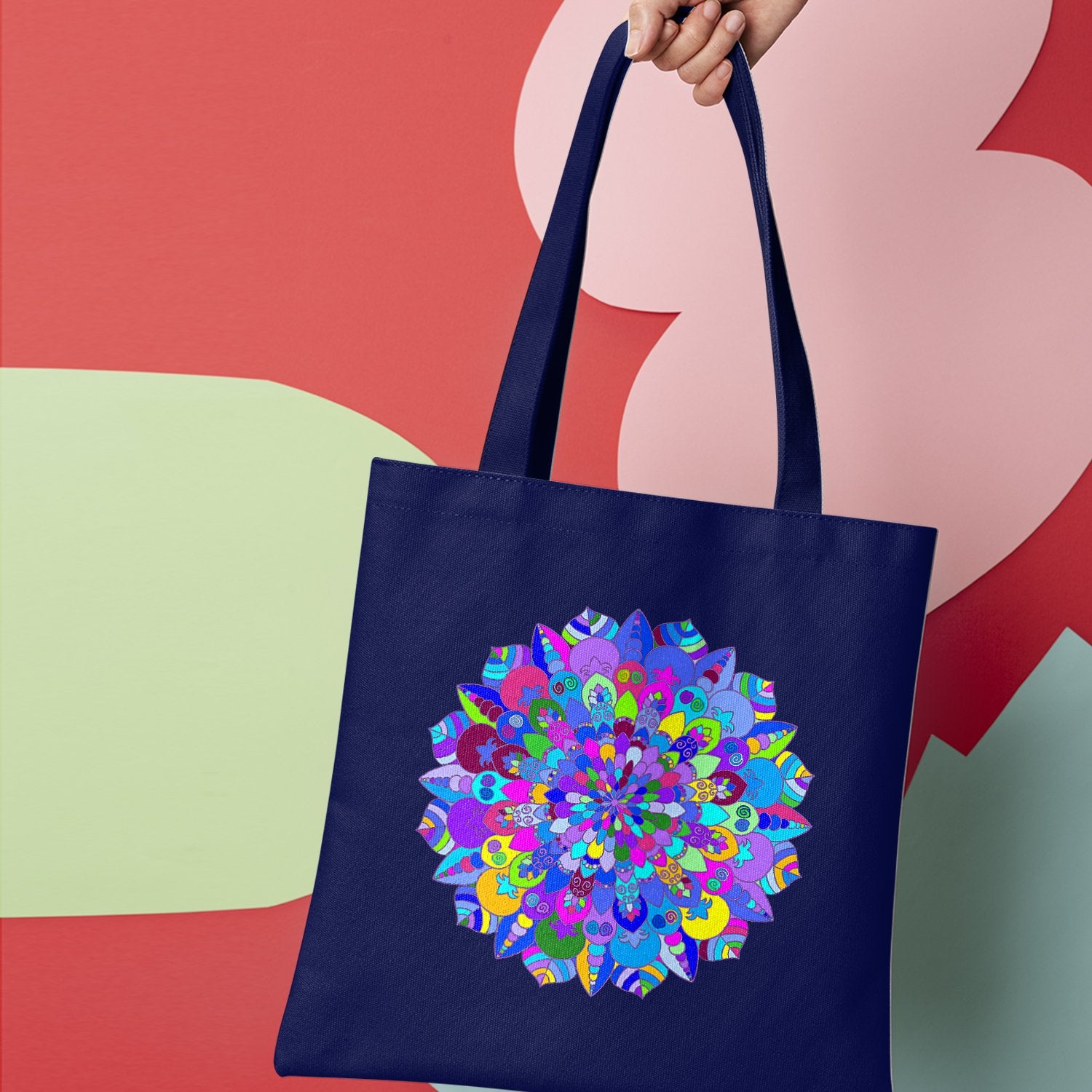 Borsa - Cotton Bag with Hand - Drawn Mandala Art Borsa - Blululi