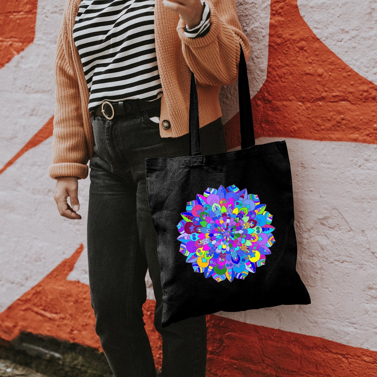 Borsa - Cotton Bag with Hand - Drawn Mandala Art Borsa - Blululi