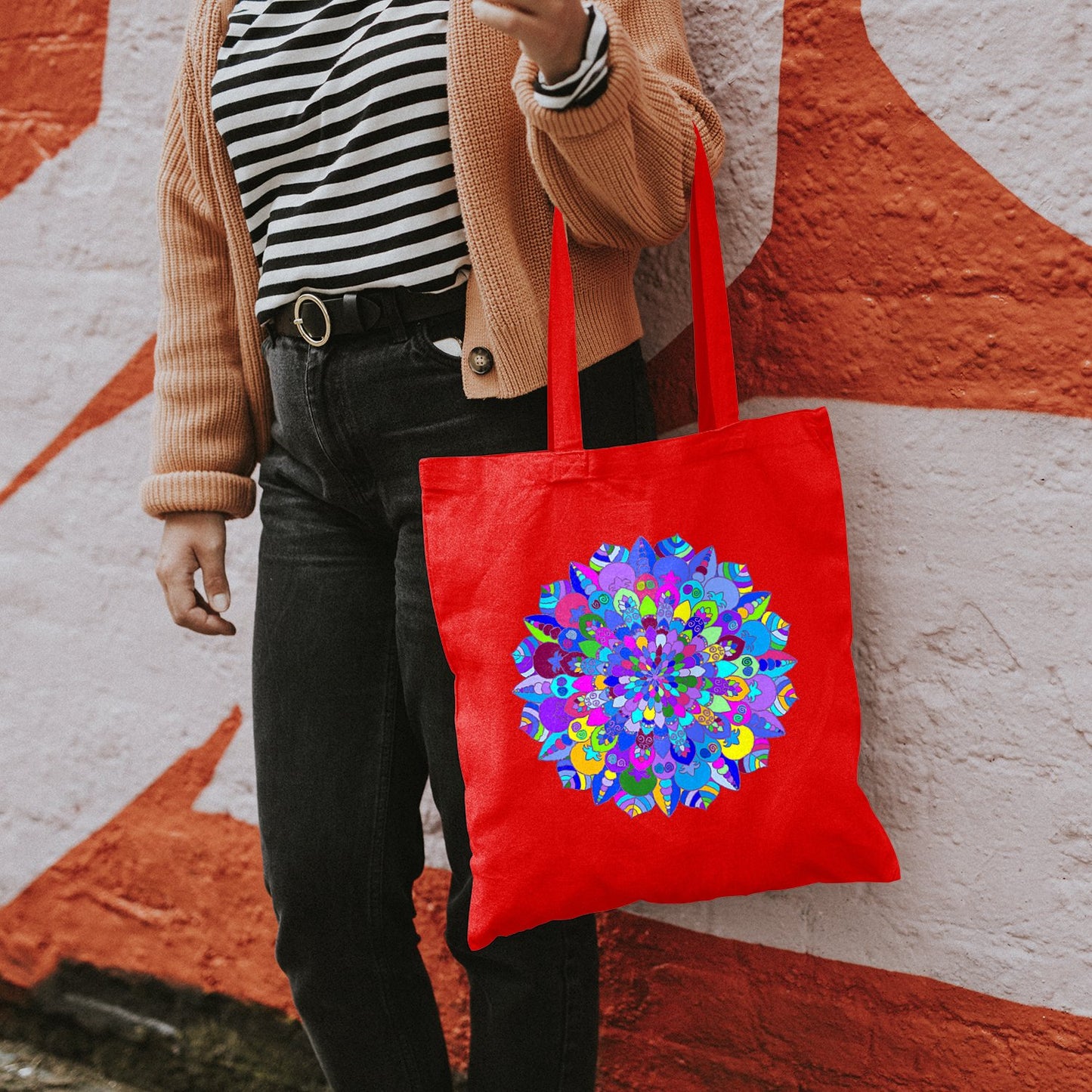 Borsa - Cotton Bag with Hand - Drawn Mandala Art Borsa - Blululi