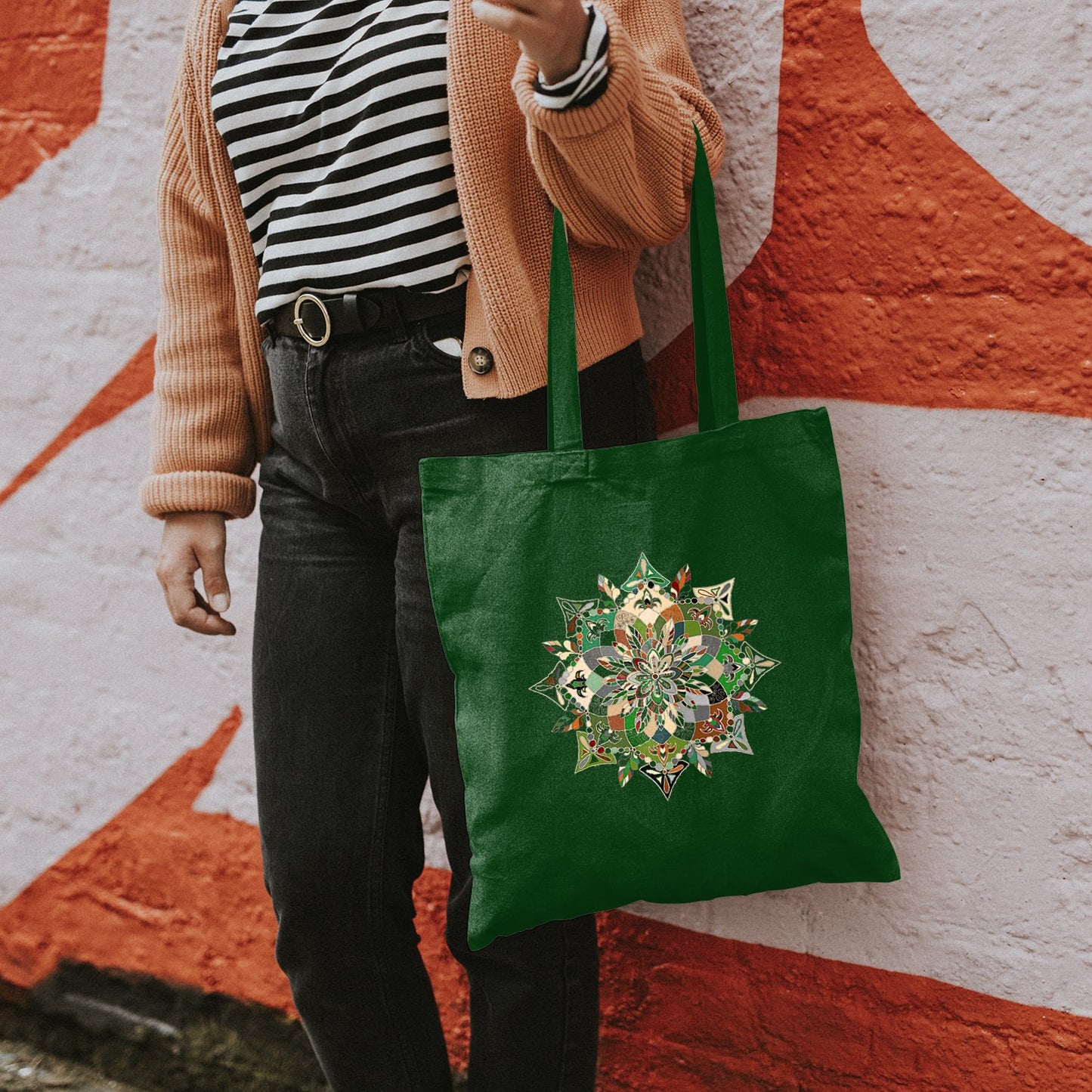 Borsa - Cotton Bag with Hand - Drawn Mandala Art Borsa - Blululi