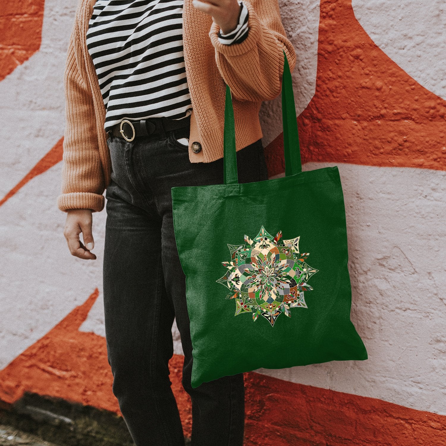 Borsa - Cotton Bag with Hand - Drawn Mandala Art Borsa - Blululi