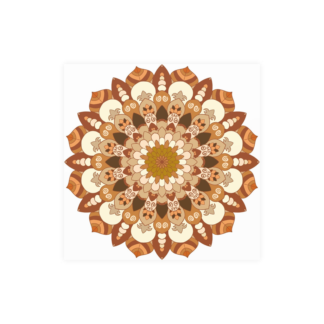 Brown & Orange Mandala Poster - Floral Art Print Poster - Blululi