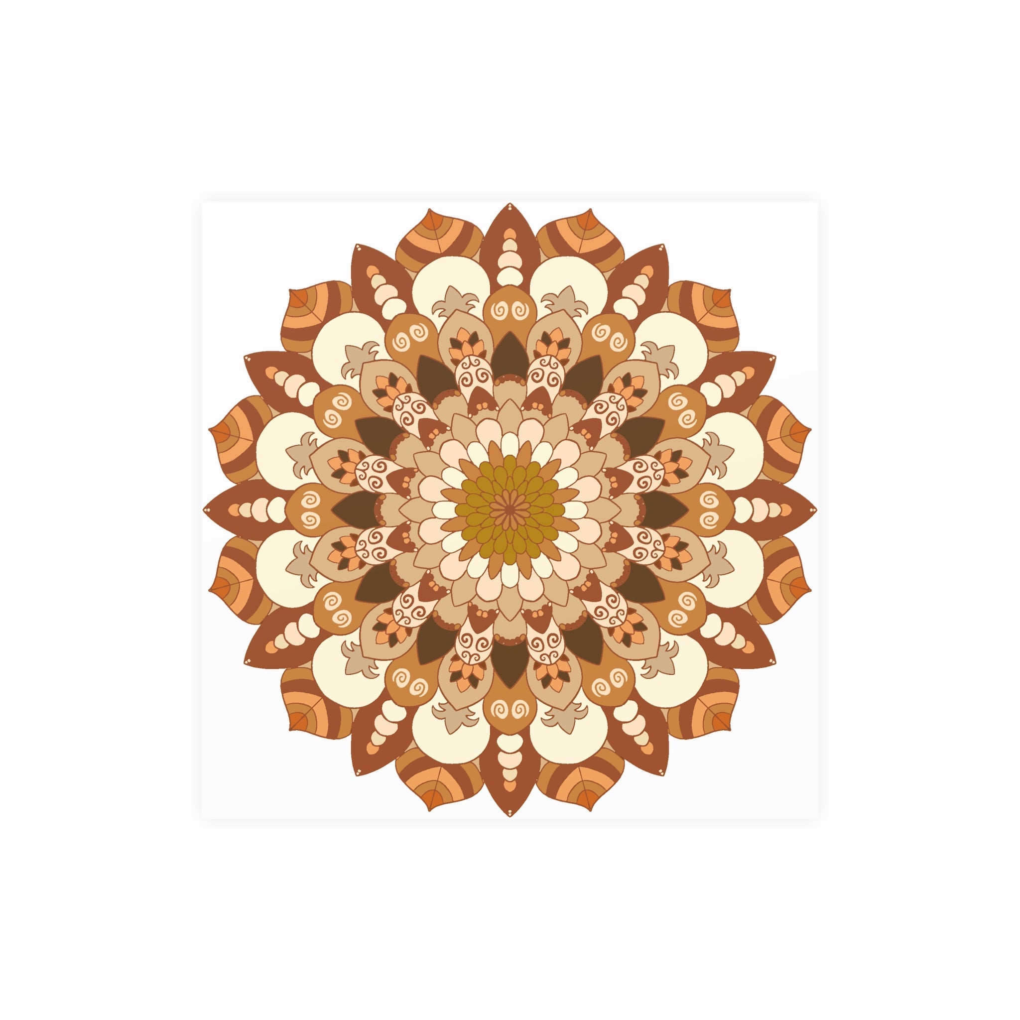 Brown & Orange Mandala Poster - Floral Art Print Poster - Blululi