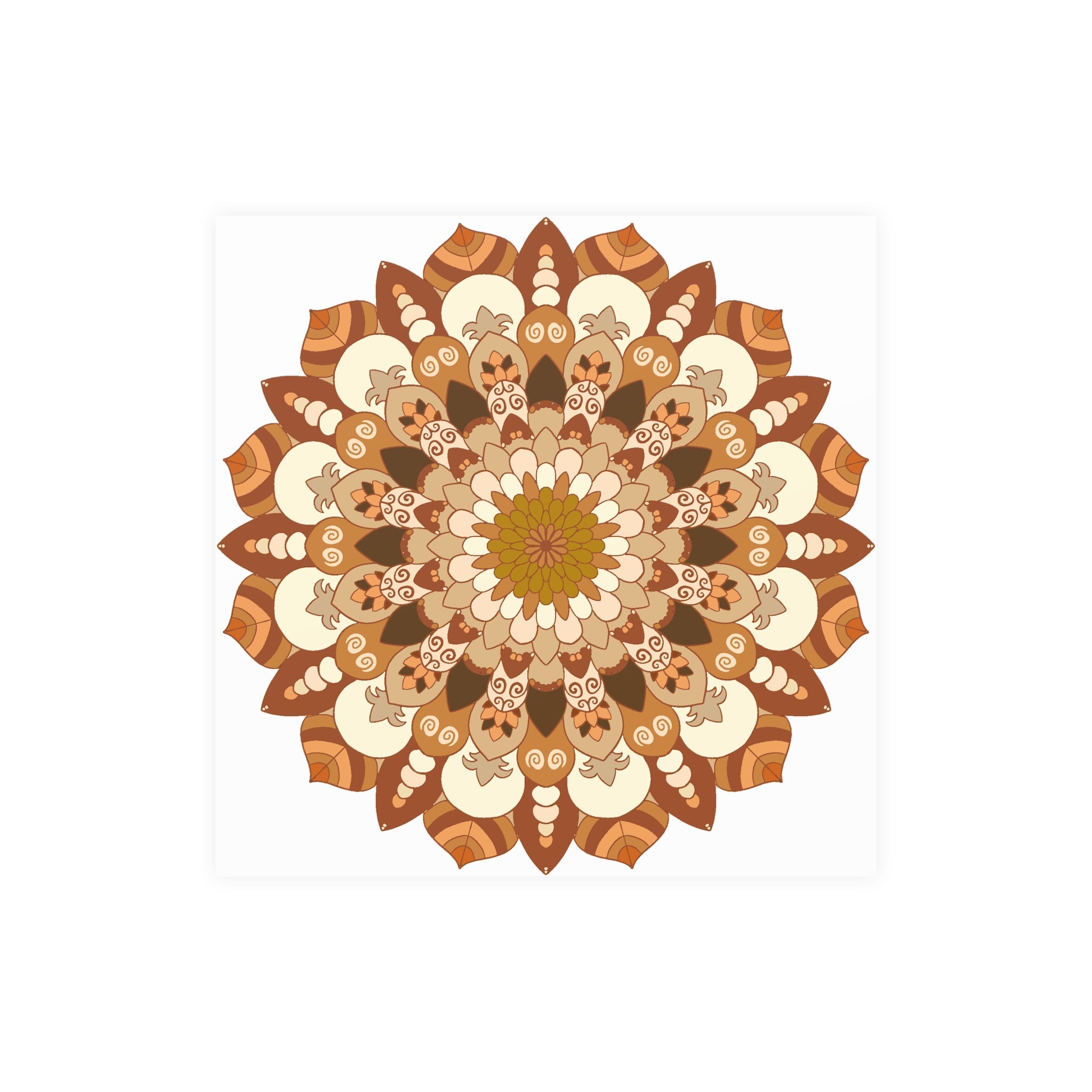 Brown & Orange Mandala Poster - Floral Art Print Poster - Blululi