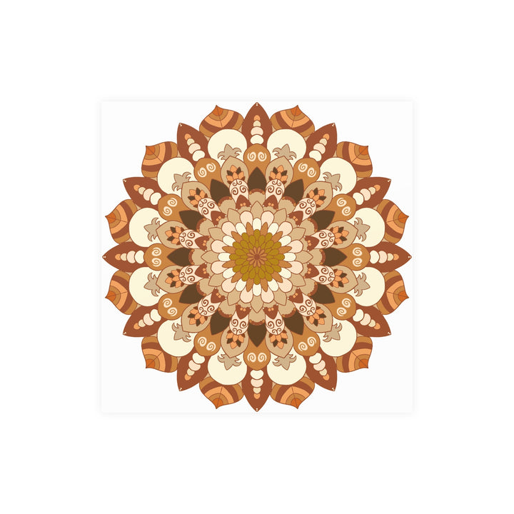 Brown & Orange Mandala Poster - Floral Art Print Poster - Blululi