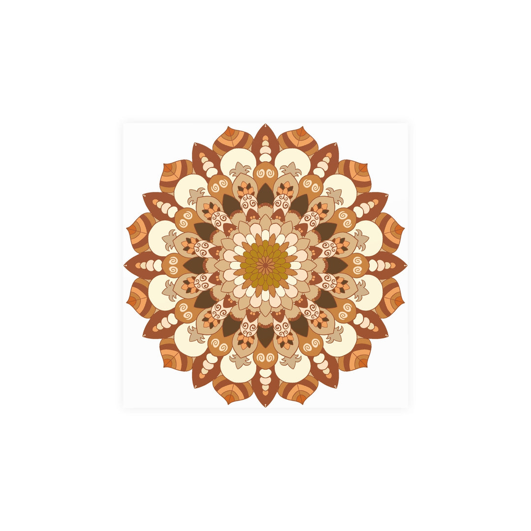 Brown & Orange Mandala Poster - Floral Art Print Poster - Blululi