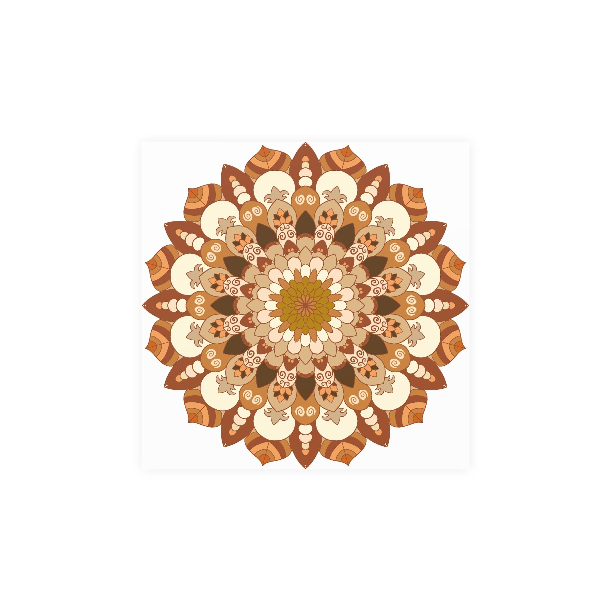 Brown & Orange Mandala Poster - Floral Art Print Poster - Blululi