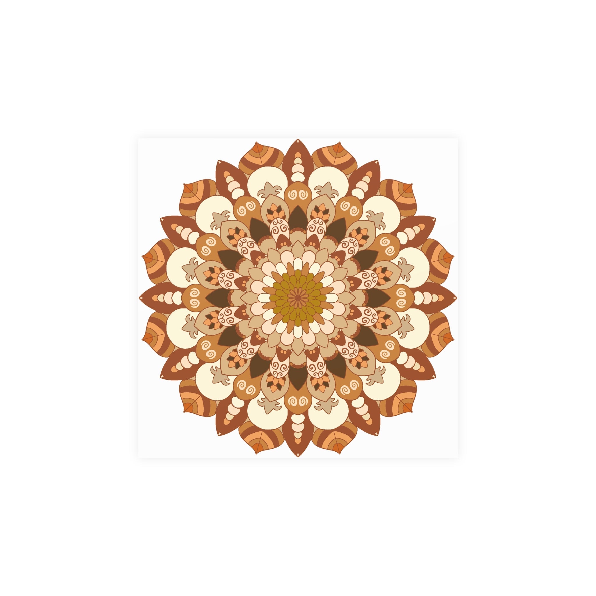 Brown & Orange Mandala Poster - Floral Art Print Poster - Blululi