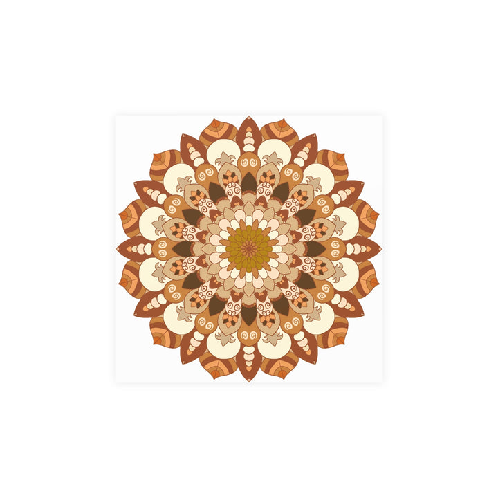 Brown & Orange Mandala Poster - Floral Art Print Poster - Blululi