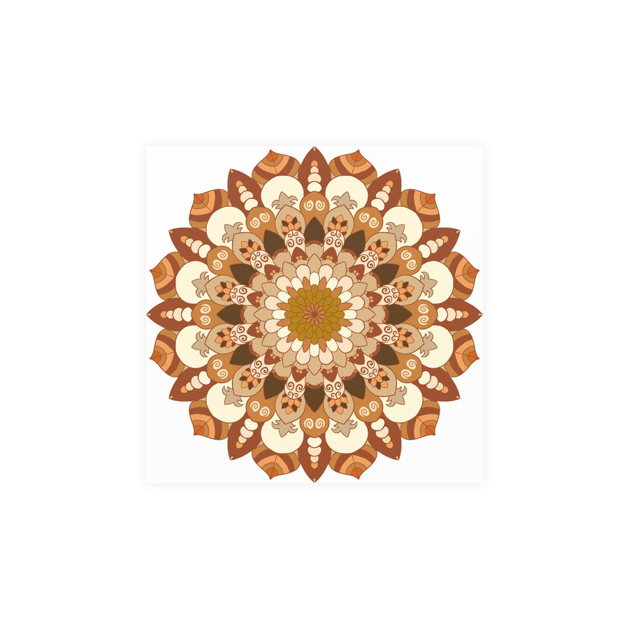 Brown & Orange Mandala Poster - Floral Art Print Poster - Blululi