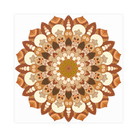 Brown & Orange Mandala Poster - Floral Art Print Poster - Blululi