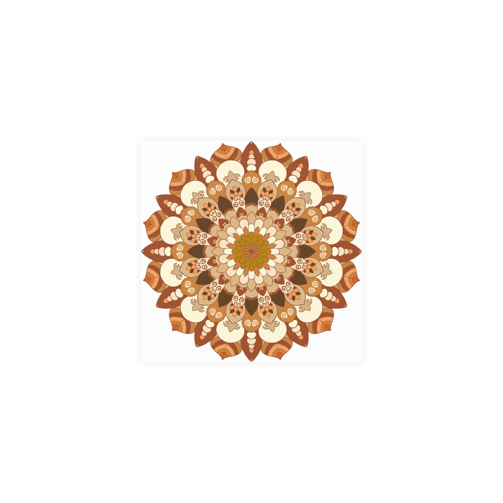 Brown & Orange Mandala Poster - Floral Art Print Poster - Blululi