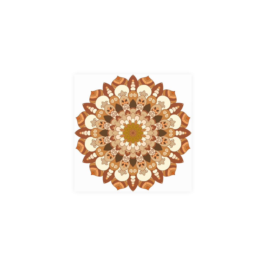 Brown & Orange Mandala Poster - Floral Art Print Poster - Blululi