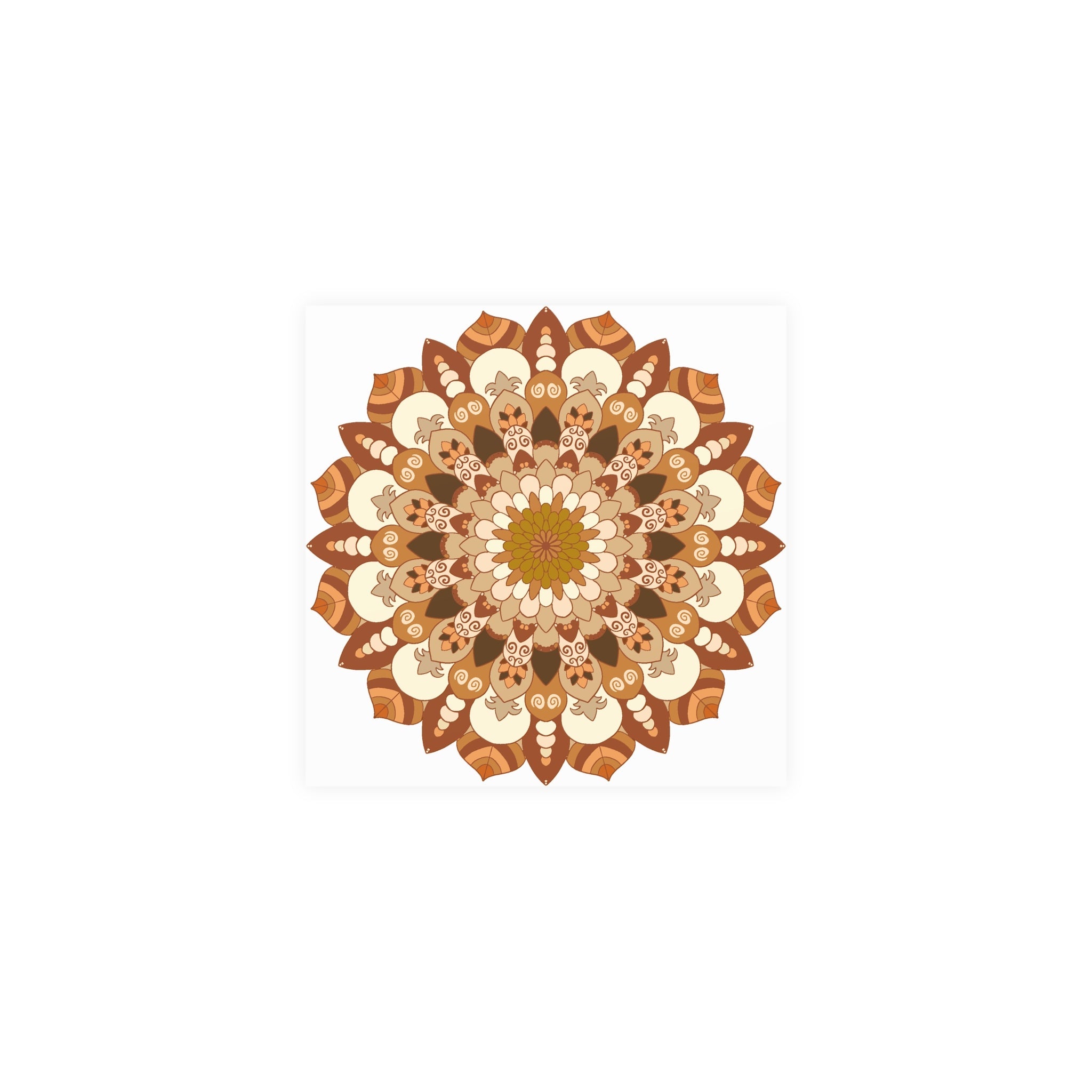 Brown & Orange Mandala Poster - Floral Art Print Poster - Blululi