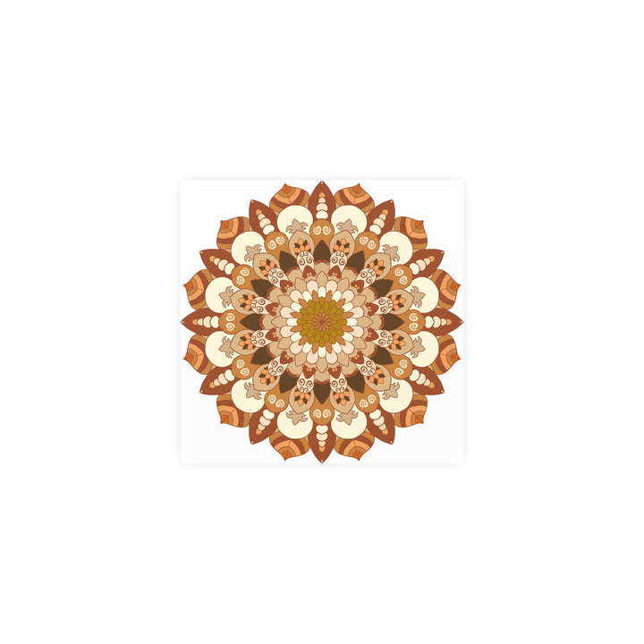 Brown & Orange Mandala Poster - Floral Art Print Poster - Blululi