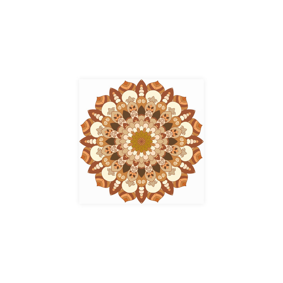 Brown & Orange Mandala Poster - Floral Art Print Poster - Blululi