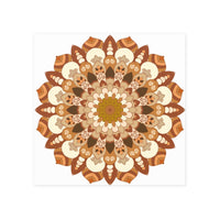 Brown & Orange Mandala Poster - Floral Art Print Poster - Blululi