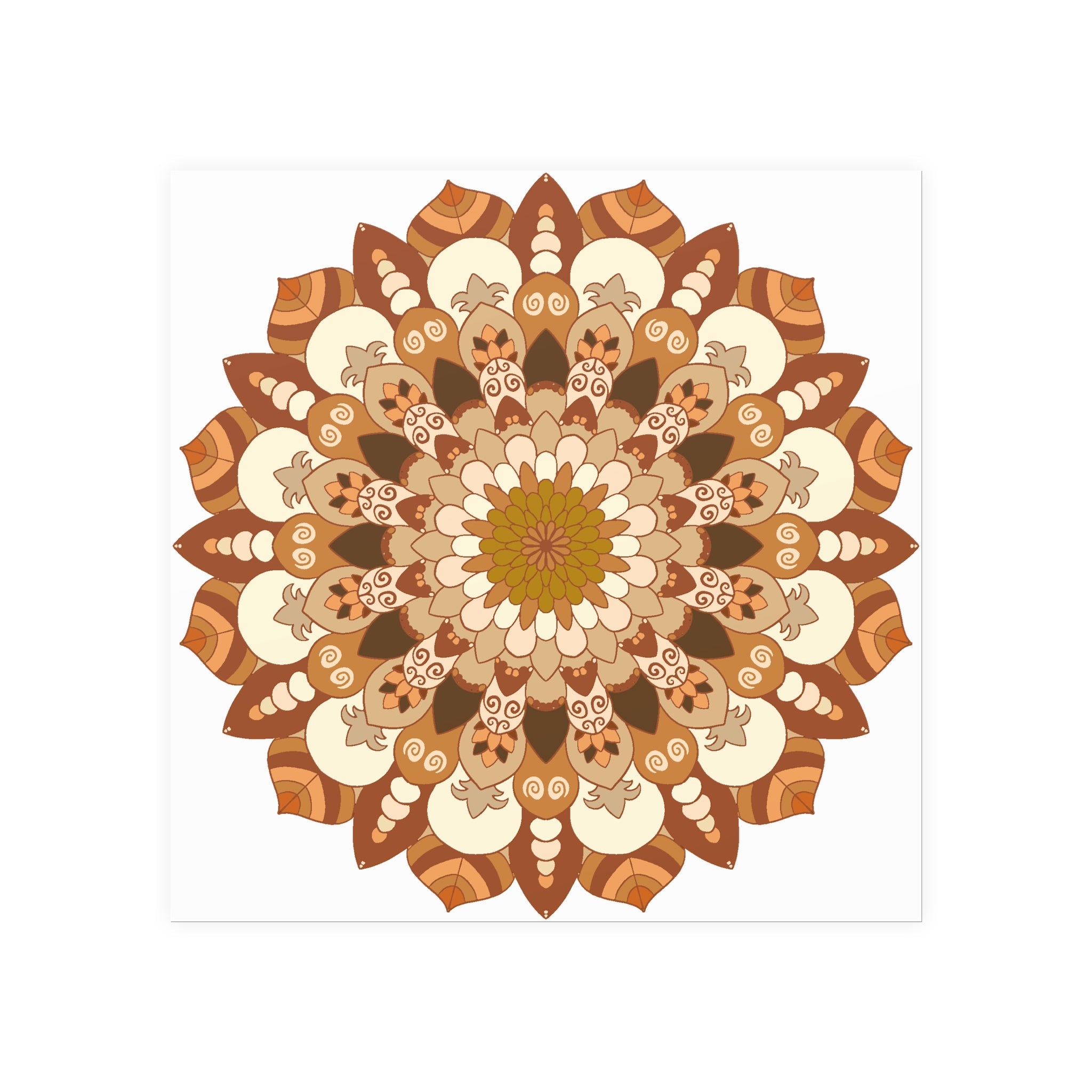 Brown & Orange Mandala Poster - Floral Art Print Poster - Blululi