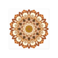 Brown & Orange Mandala Poster - Floral Art Print Poster - Blululi