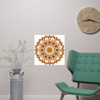 Brown & Orange Mandala Poster - Floral Art Print Poster - Blululi