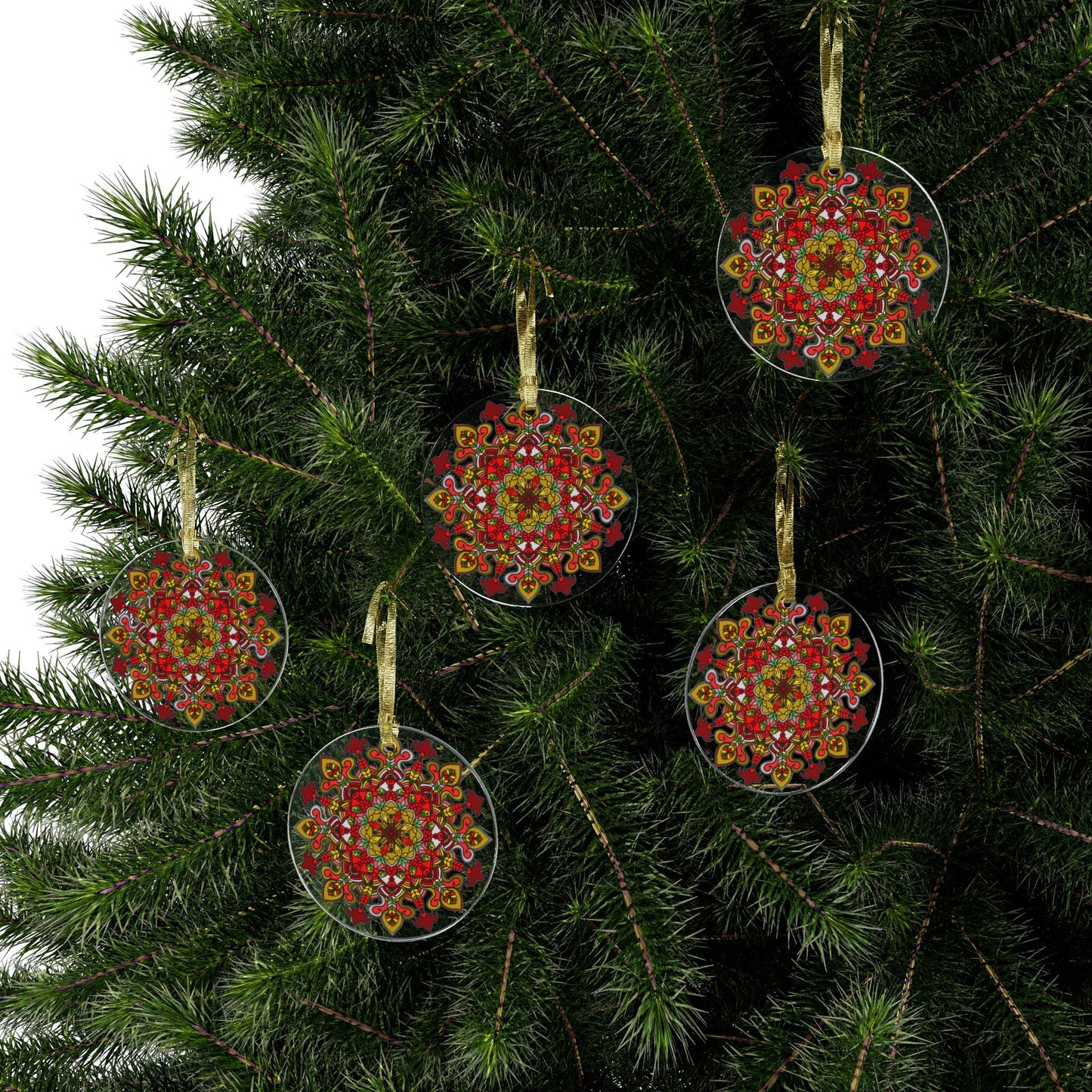 Christmas Mandala Acrylic Ornaments - Blululi