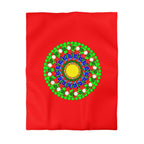 Christmas Mandala Duvet Cover for Kids' Bed - Hand - drawn Stars and Spirals - Red, Gold, Blue, Green - Fun and Colorful Presents Design - Blululi