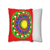 Christmas Mandala Pillowcase for Kids' Bed - Hand - drawn Stars and Spirals - Red, Gold, Blue, Green - Fun and Colorful Presents Design - Blululi