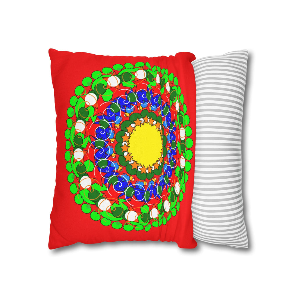 Christmas Mandala Pillowcase for Kids' Bed - Hand - drawn Stars and Spirals - Red, Gold, Blue, Green - Fun and Colorful Presents Design - Blululi