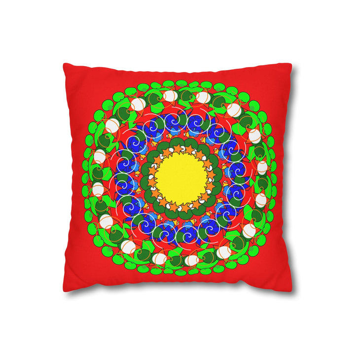 Christmas Mandala Pillowcase for Kids' Bed - Hand - drawn Stars and Spirals - Red, Gold, Blue, Green - Fun and Colorful Presents Design - Blululi