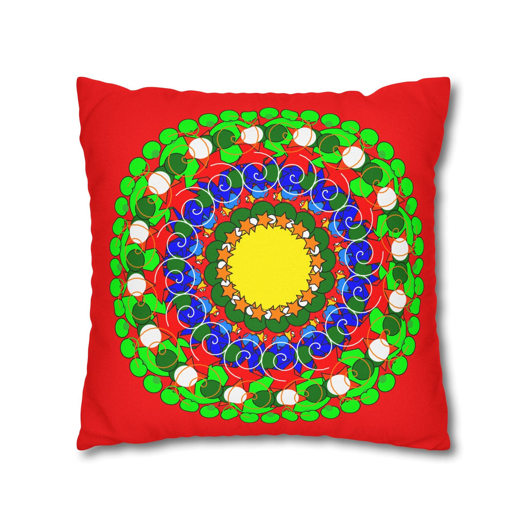 Christmas Mandala Pillowcase for Kids' Bed - Hand - drawn Stars and Spirals - Red, Gold, Blue, Green - Fun and Colorful Presents Design - Blululi