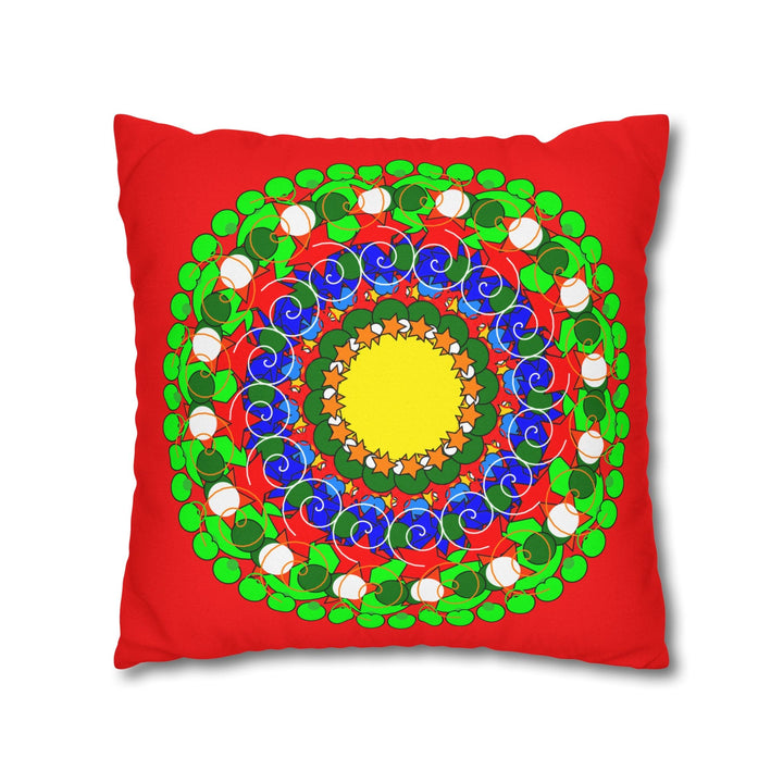 Christmas Mandala Pillowcase for Kids' Bed - Hand - drawn Stars and Spirals - Red, Gold, Blue, Green - Fun and Colorful Presents Design - Blululi