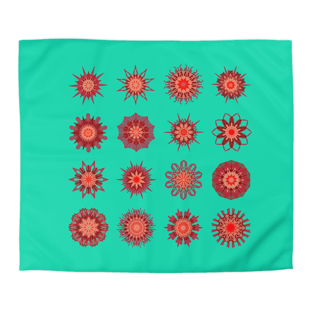 Christmas Microfiber Duvet Cover Mandala Art Drawn by Hand - Mandala on Aqua background - Blululi