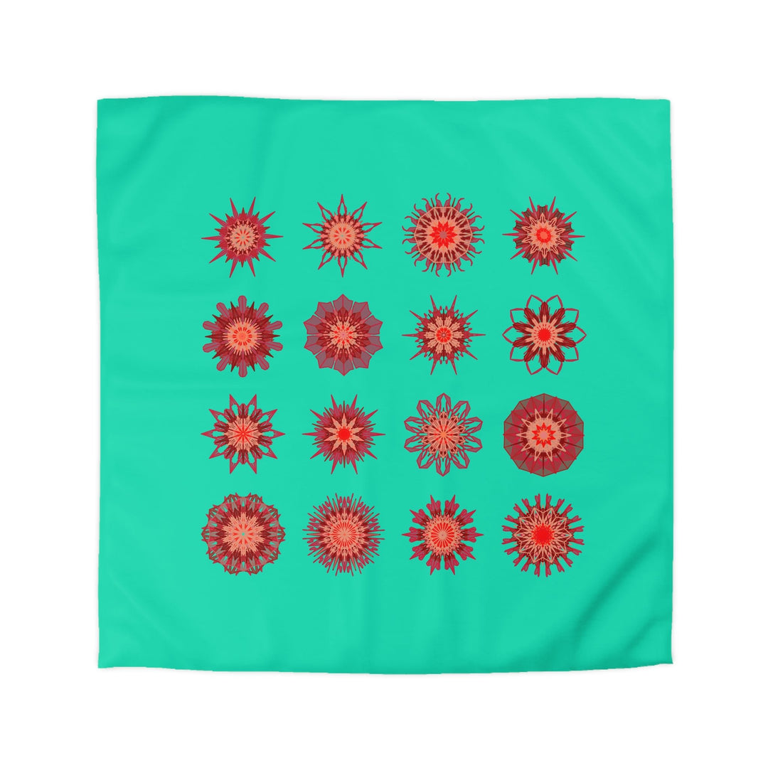 Christmas Microfiber Duvet Cover Mandala Art Drawn by Hand - Mandala on Aqua background - Blululi