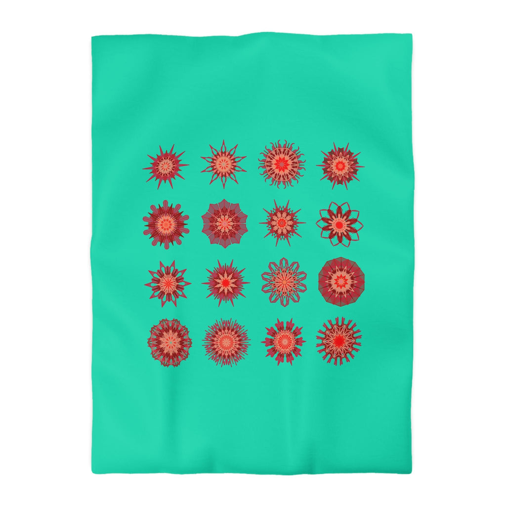 Christmas Microfiber Duvet Cover Mandala Art Drawn by Hand - Mandala on Aqua background - Blululi