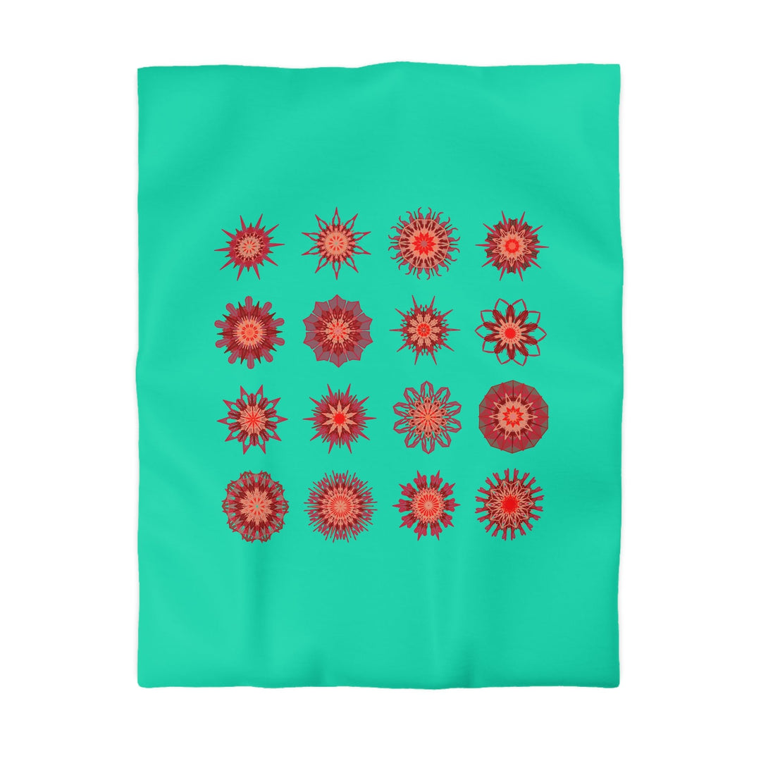 Christmas Microfiber Duvet Cover Mandala Art Drawn by Hand - Mandala on Aqua background - Blululi