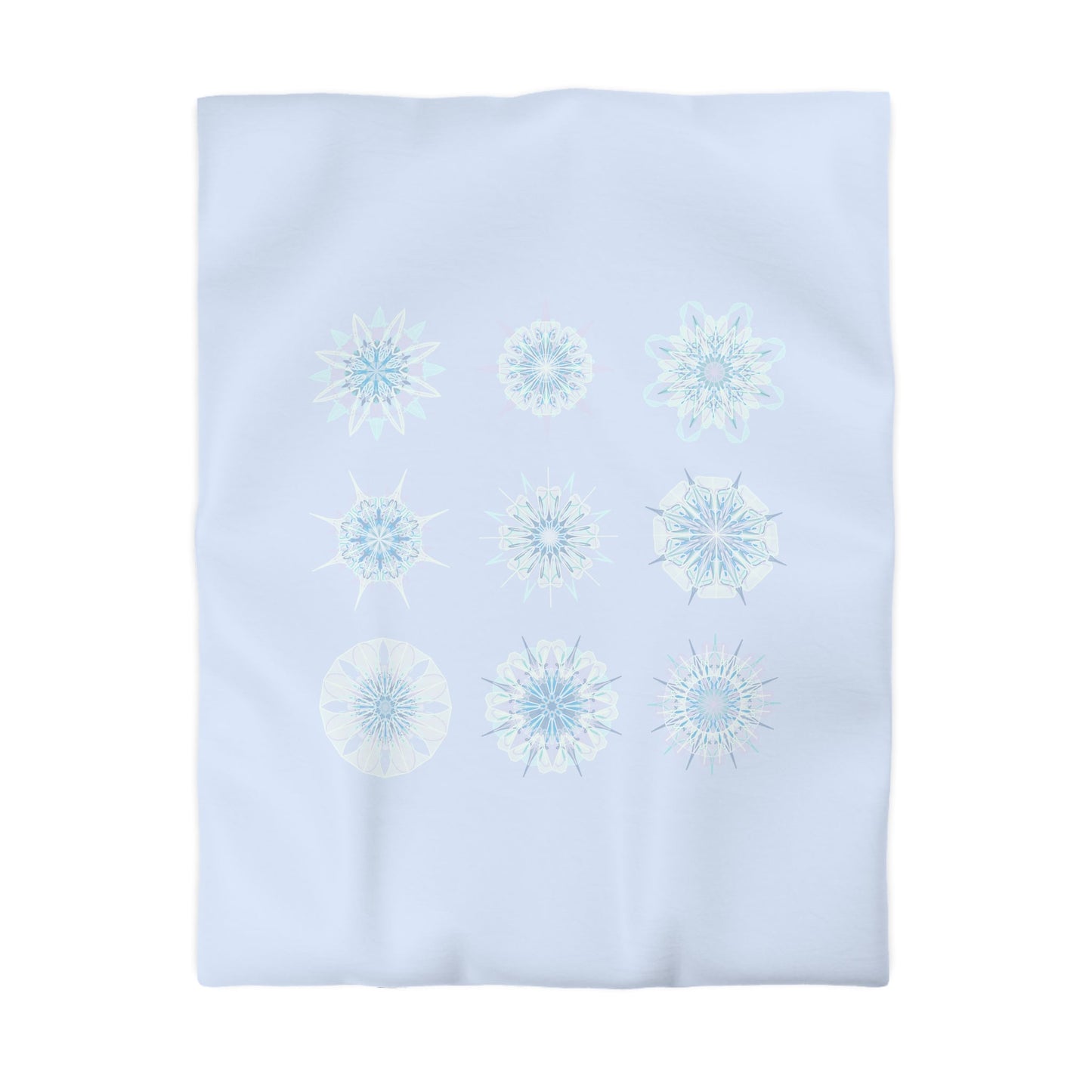 Christmas Microfiber Duvet Cover Mandala Art Drawn by Hand - Mandala on Icy Blue background - Blululi