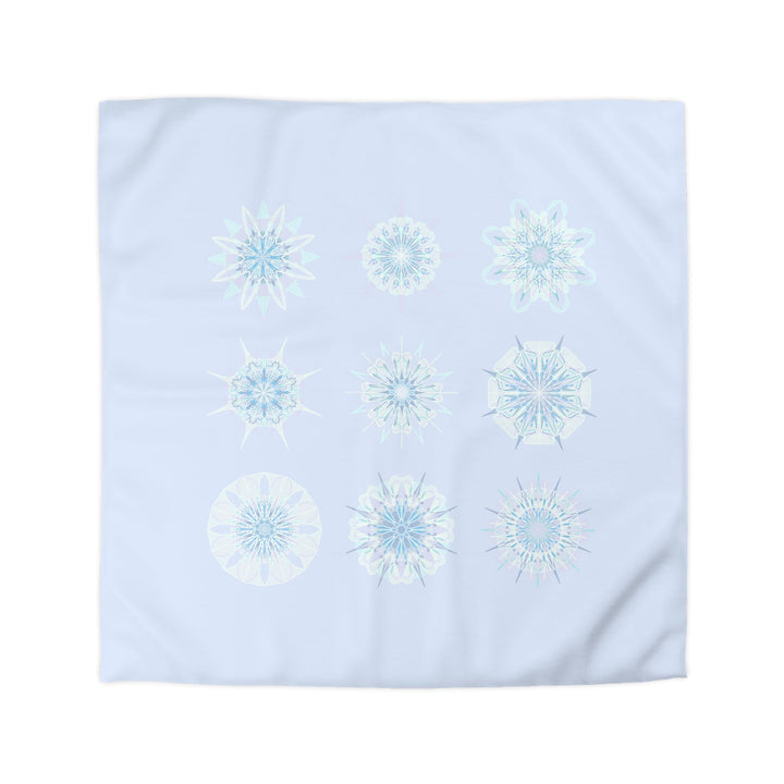 Christmas Microfiber Duvet Cover Mandala Art Drawn by Hand - Mandala on Icy Blue background - Blululi