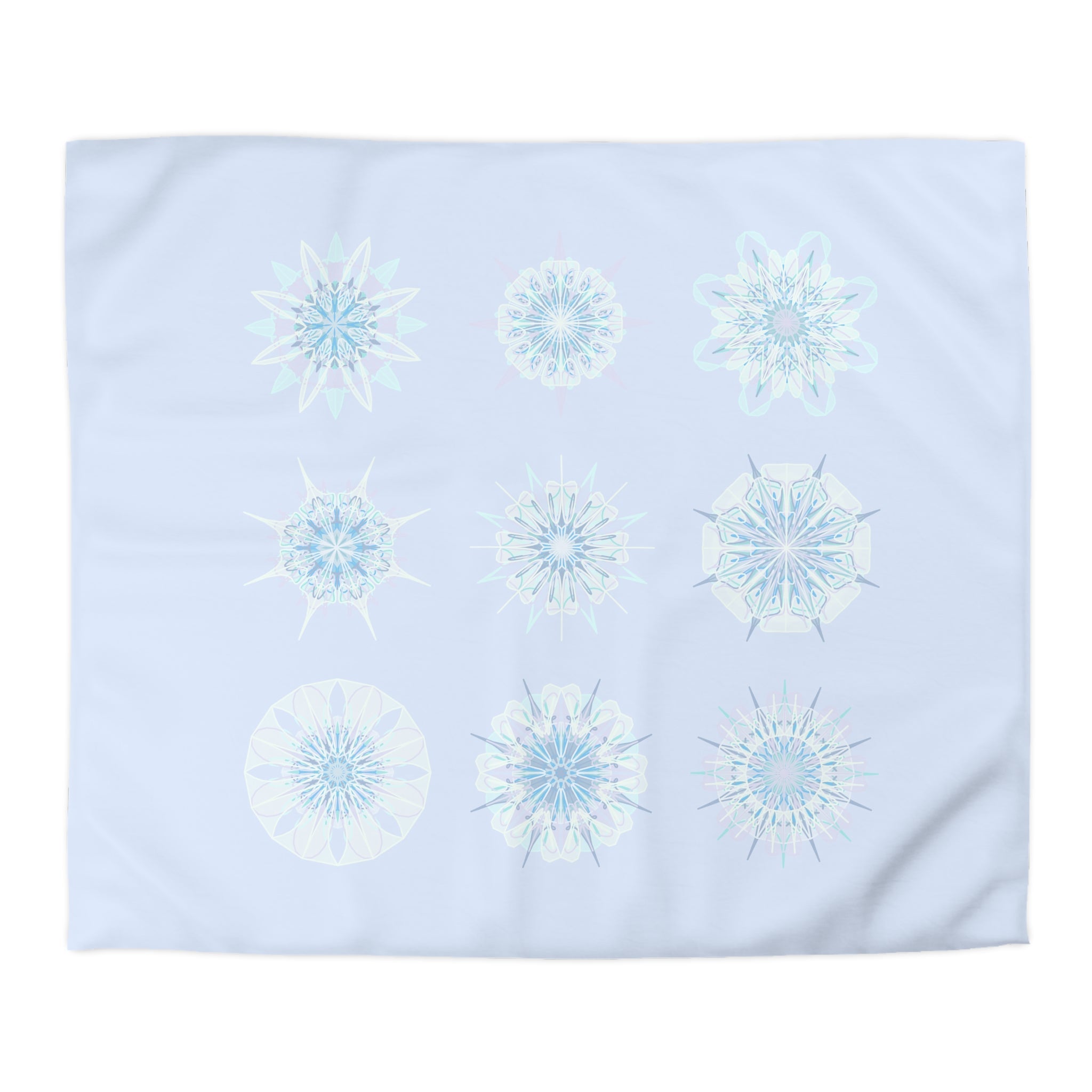 Christmas Microfiber Duvet Cover Mandala Art Drawn by Hand - Mandala on Icy Blue background - Blululi